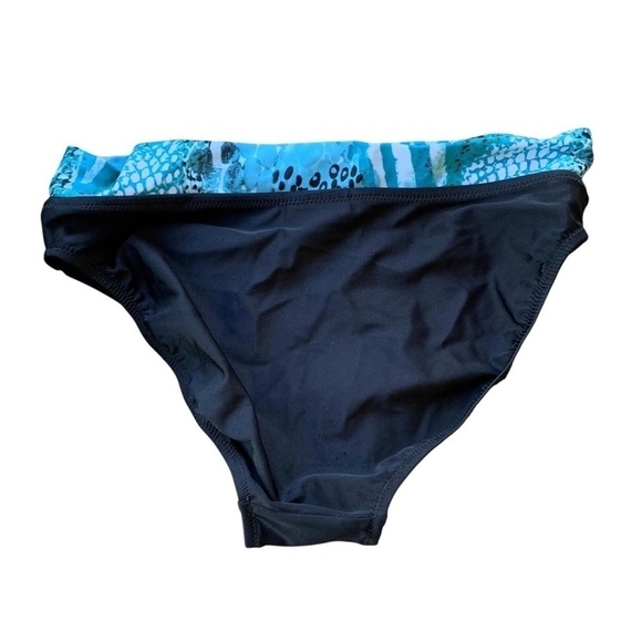 Gottex Swim Bikini Bottom Animal Print Banded Black Blue Size 6 - Picture 2 of 5